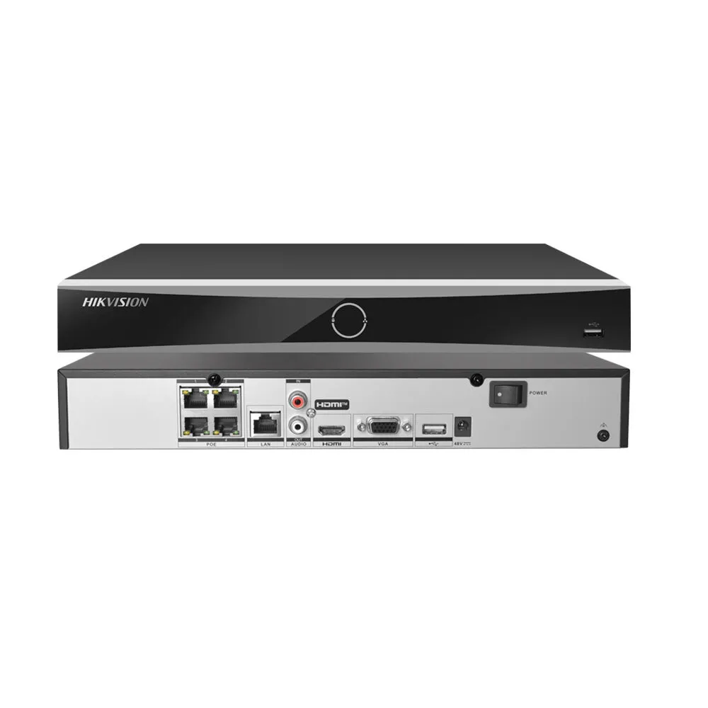 Hikvision DS-7604NXI-K1/4P – NVR 4 canales IP con PoE, inteligencia AcuSense, H.265+, salida 4K