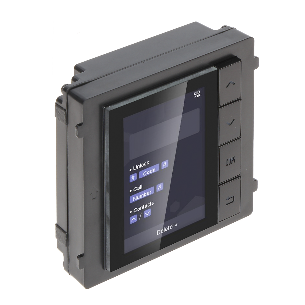 Hikvision DS-KD-DIS – Módulo de visualización LCD para videoportero modular, listado de residentes y búsqueda rápida