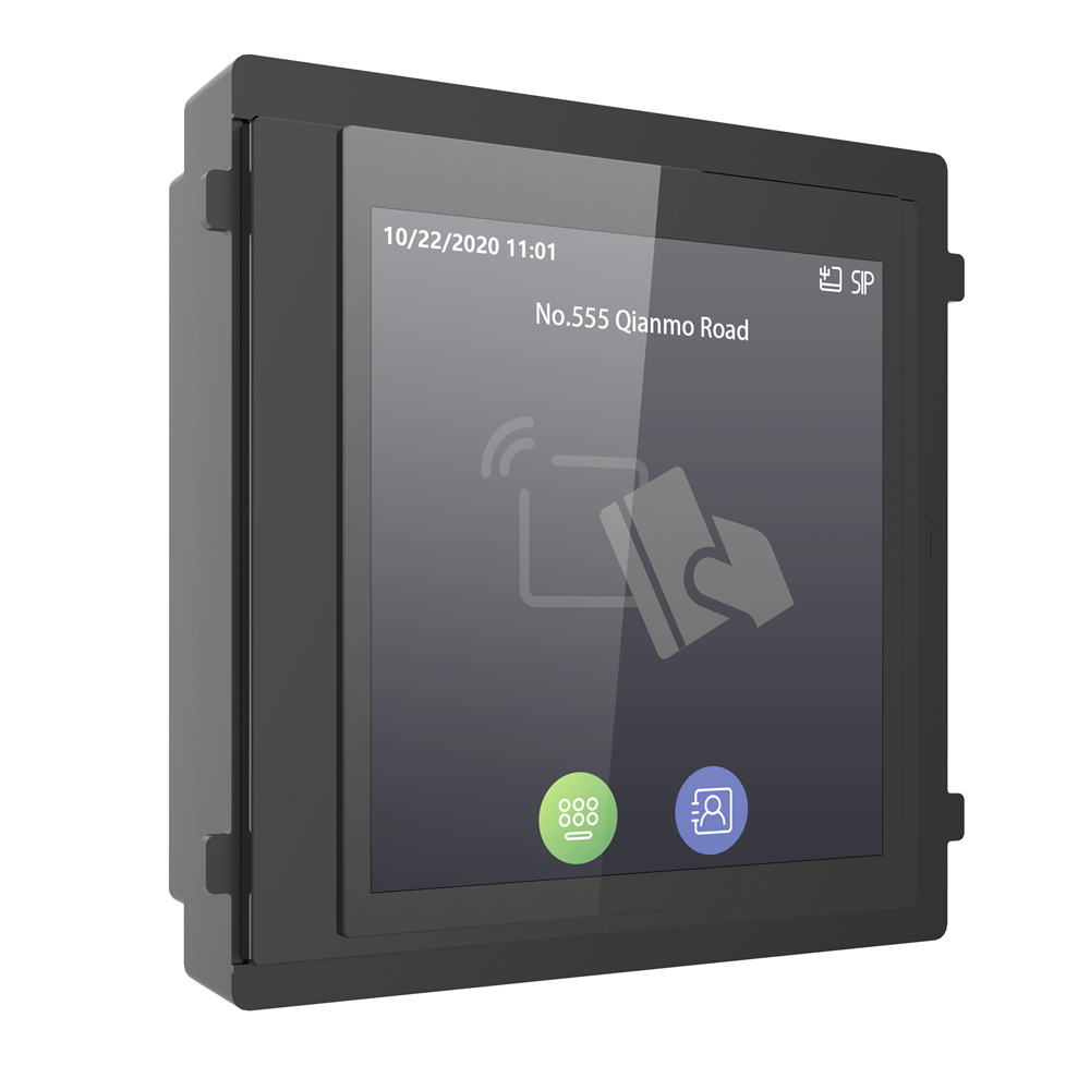 Hikvision DS-KD-TDM – Módulo de pantalla táctil 4″ con lector MIFARE para videoportero modular IP65 / IK08