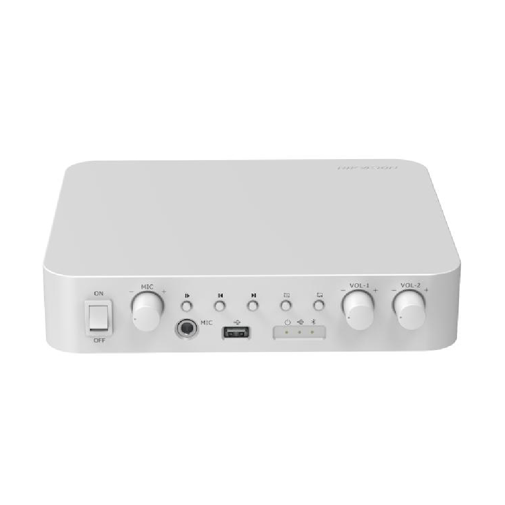 Hikvision DS-QAE1A80G1-VB – Amplificador de red 2 zonas 80 W, entrada mic/USB/Bluetooth
