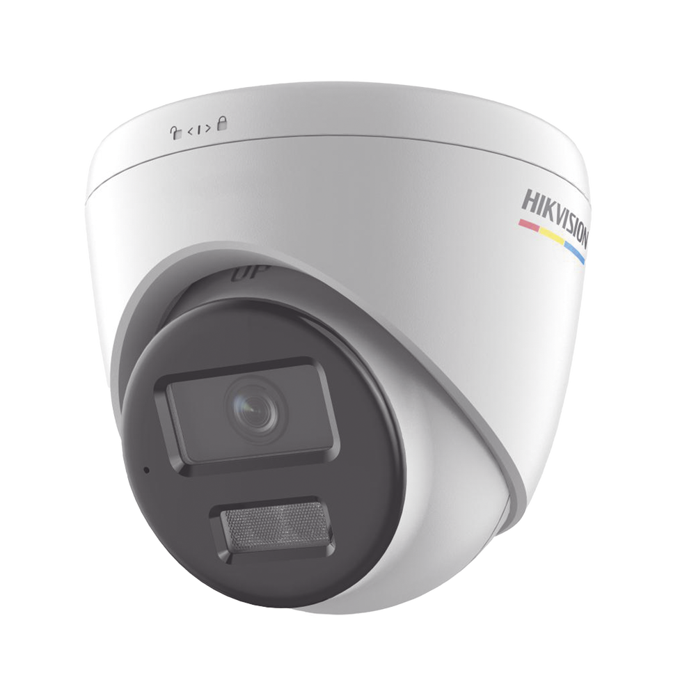 Hikvision DS-2CD1327G2H-LIU – Cámara turret 2 MP ColorVu híbrida con luz blanca y micrófono