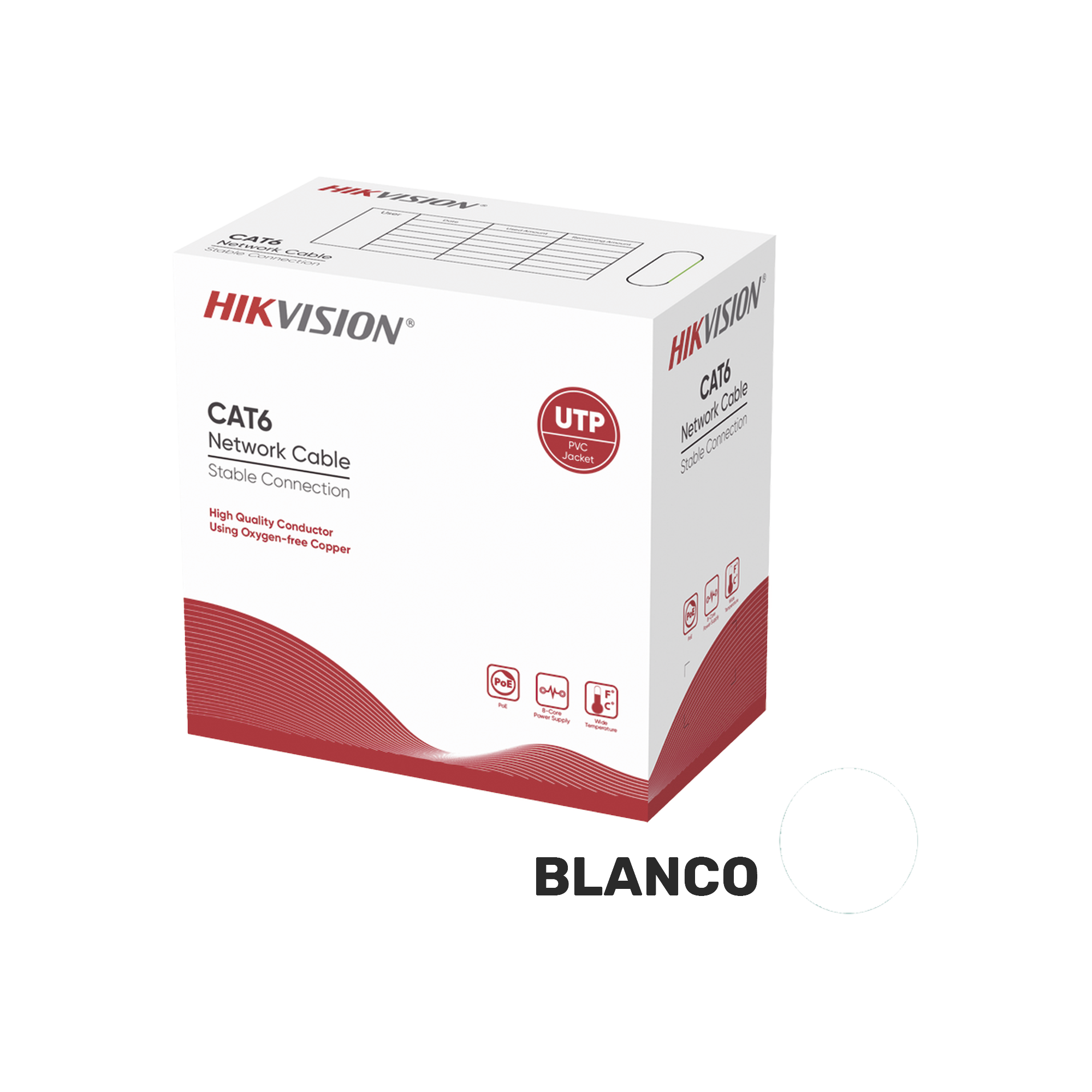 Hikvision DS-1LN6-UE-W – Cable de red Cat6 U/UTP cobre sólido 305 m