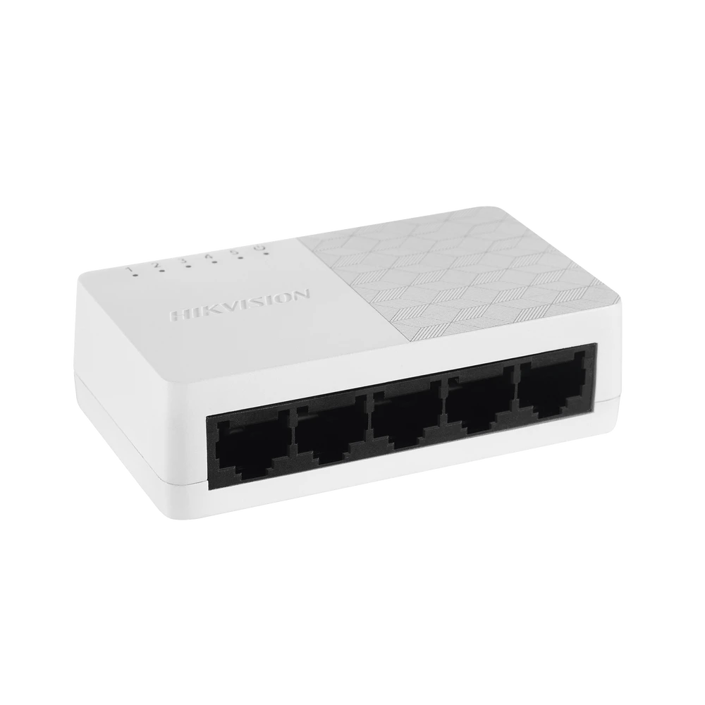 Hikvision DS-3E0105D-E – Switch Fast Ethernet no administrable de 5 puertos 10/100 Mbps para redes básicas