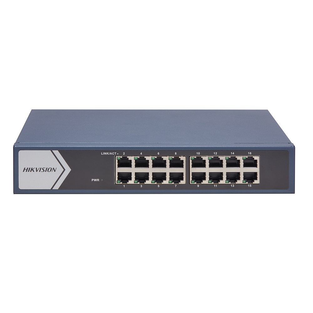 Hikvision DS-3E0516-E – Switch Gigabit no administrable de 16 puertos para redes y videovigilancia