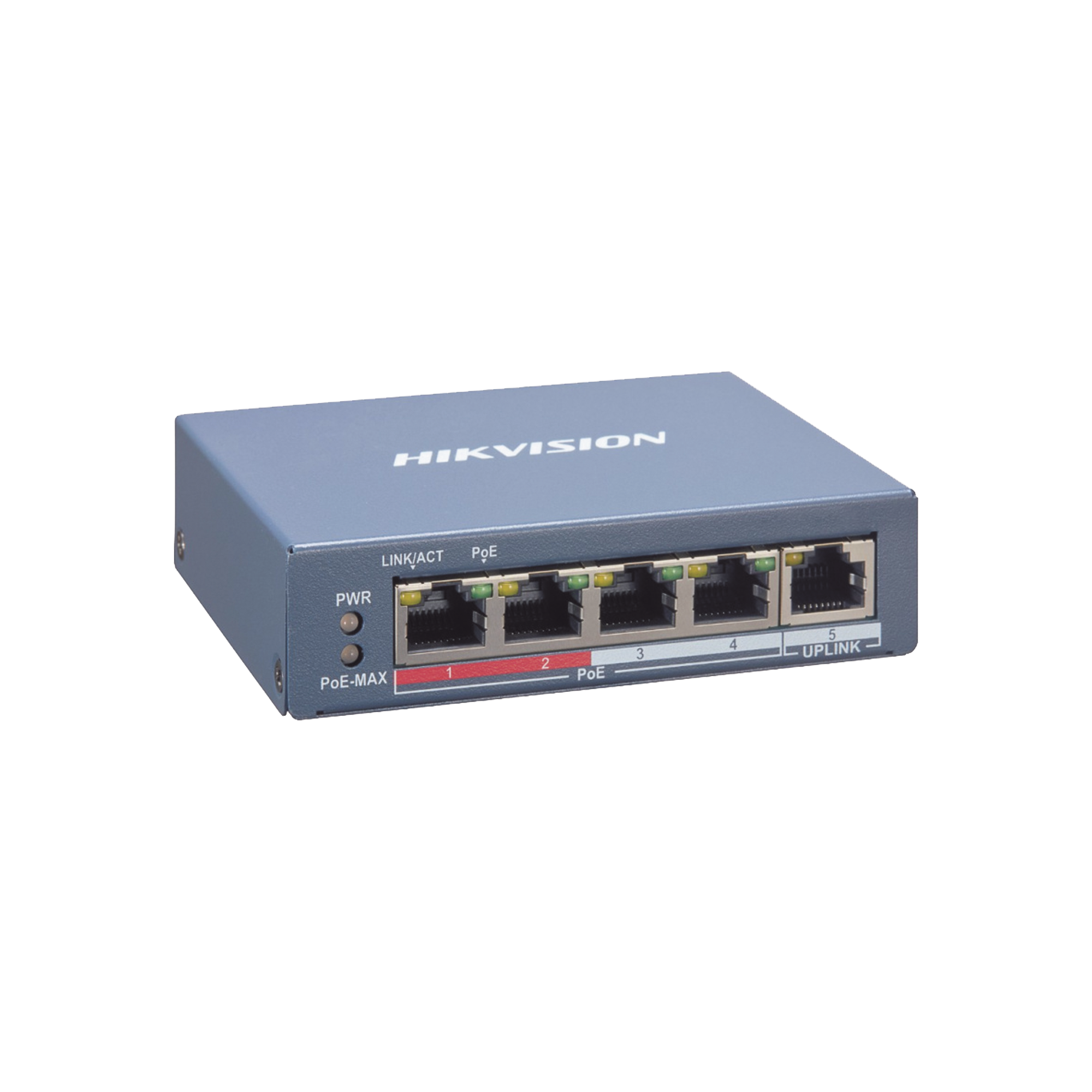 Hikvision DS-3E1105P-EI-M – Switch PoE de 4 + 1 puertos (4 PoE), montaje en rack 1U