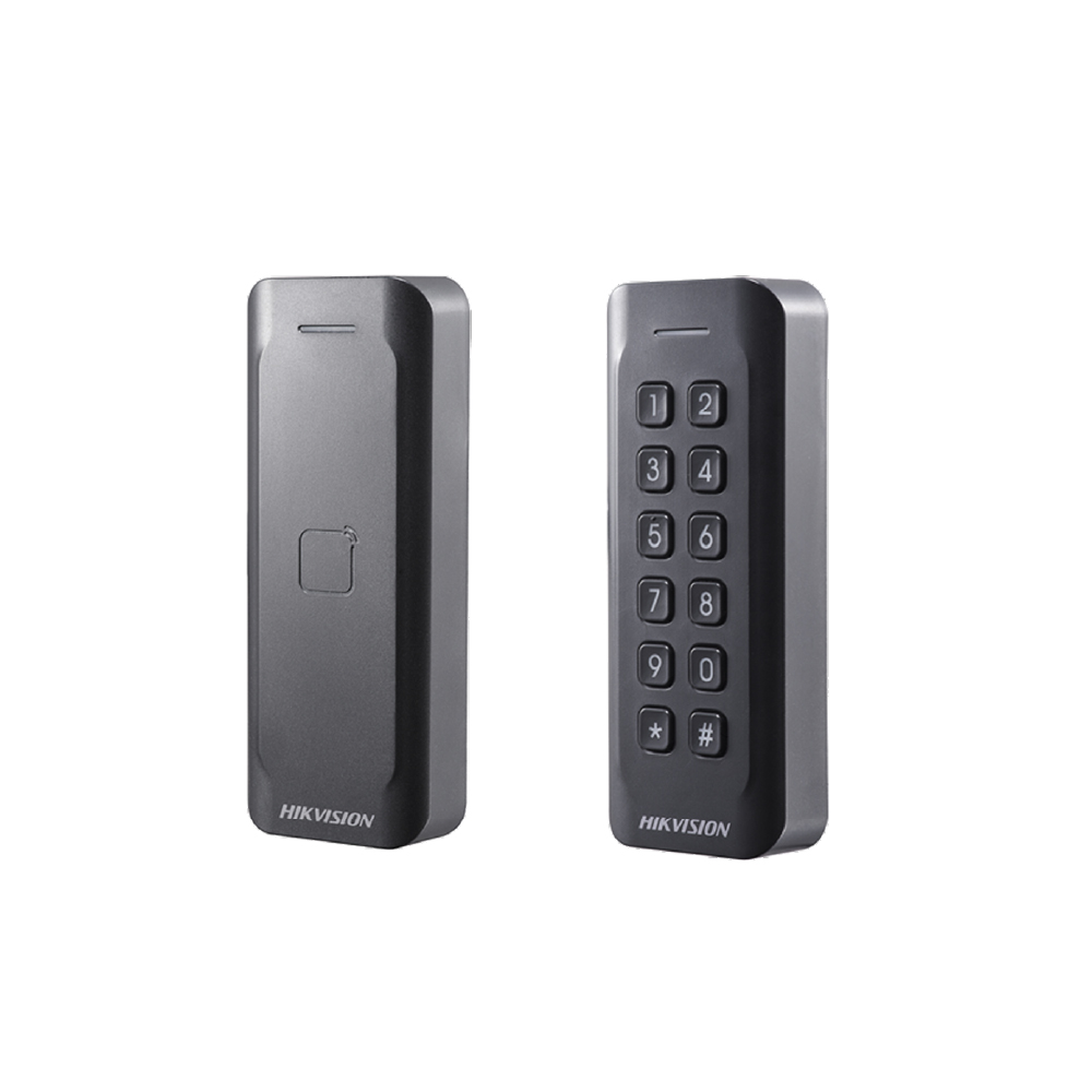 Hikvision DS-K1802M – Lector de tarjetas MIFARE/EM IP65, interfaz Wiegand para control de acceso